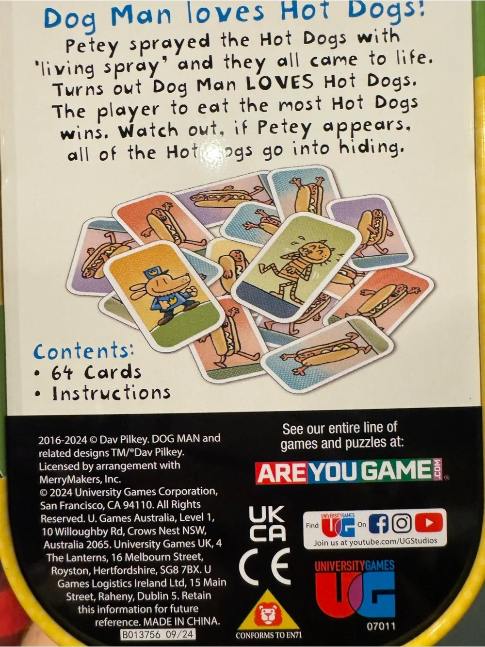 University Games Dog Man The Hot Dog Card Game - Yellow